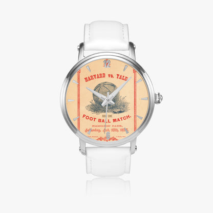 Row One Brand 1876 Harvard-Yale Football Program Cover Art Watch with White Leather Band