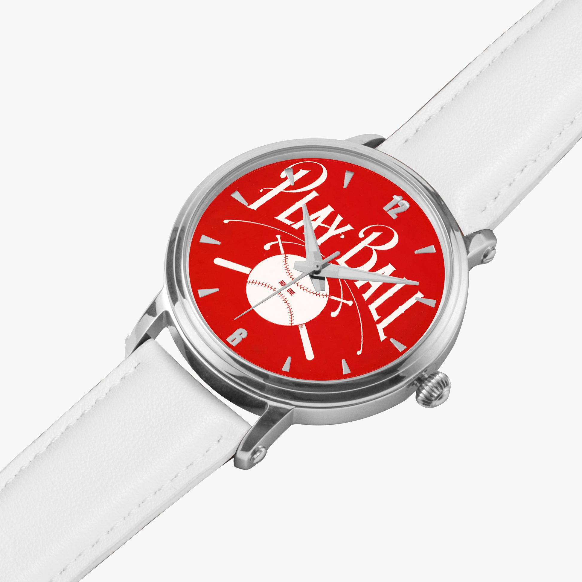 1918 Play Ball Baseball Art Watch with Red Face and leather band