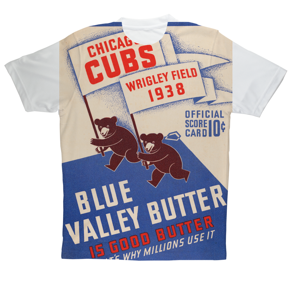 1938 Chicago Cubs Score Card Sublimation Performance Adult T-Shirt