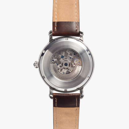 Back of 46mm Oversized Watch showing mechanical movement