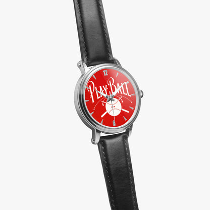 1918 Play Ball Baseball Art Watch with Red Face and leather band