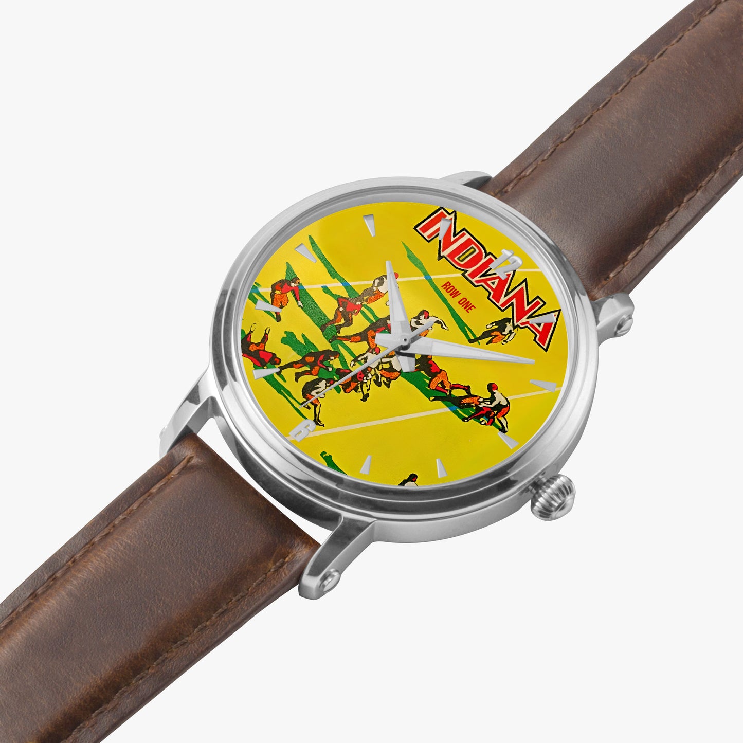 Vintage 1930 Indiana Hoosiers Football Program Cover Art Watch with brown leather band