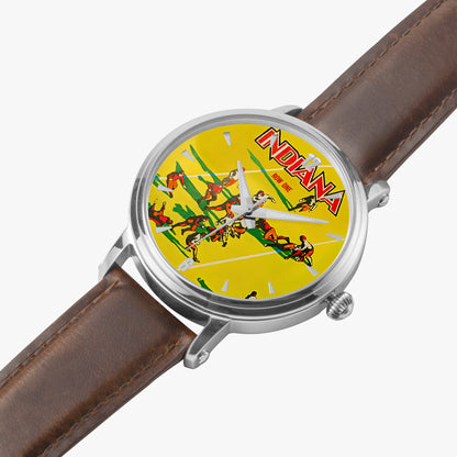 Vintage 1930 Indiana Hoosiers Football Program Cover Art Watch with brown leather band