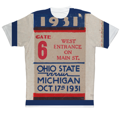 Ticket Stub Tees | Row One Brand Vintage College Football Ticket T-Shirts | 1931 Michigan Wolverines vs. Ohio State Buckeyes 