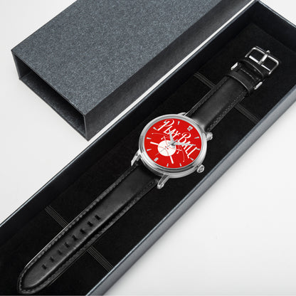1918 Play Ball Baseball Art Watch with Red Face and leather band