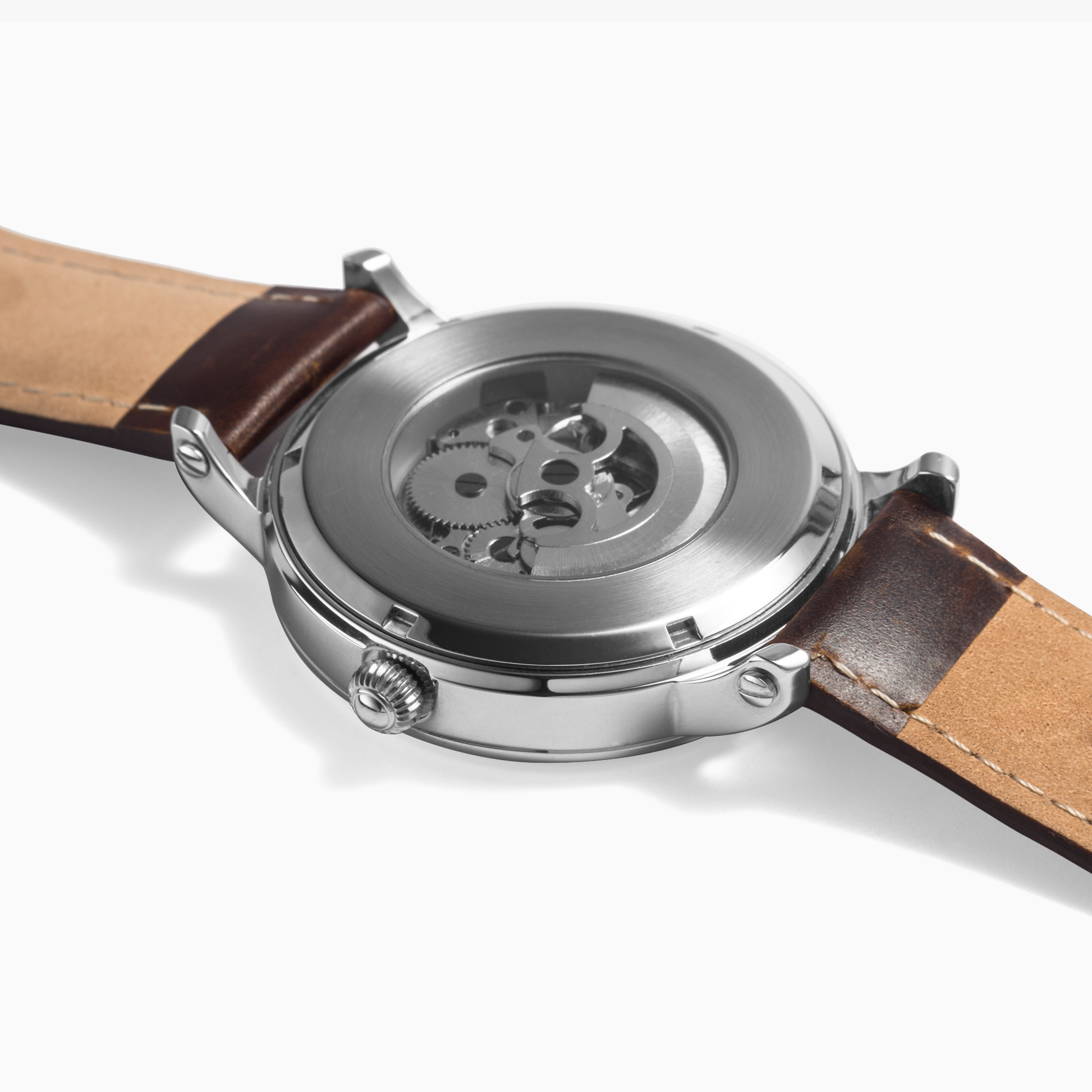 Back of 46mm Oversized Watch showing mechanical movement