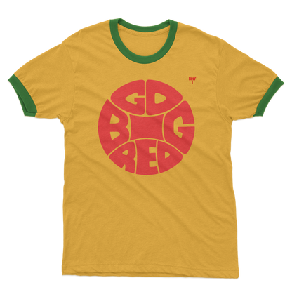 Retro Seventies Big Red Basketball Adult Ringer T-Shirt