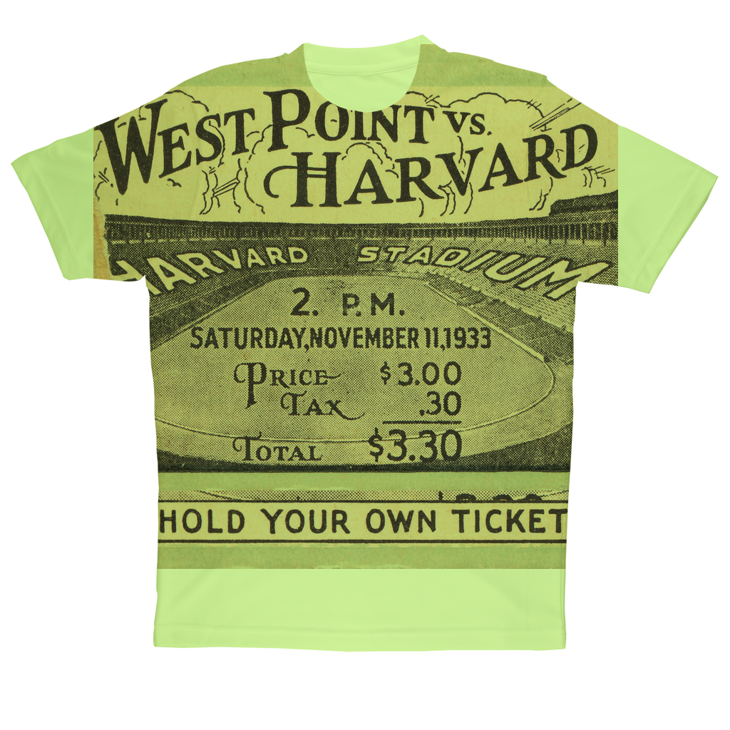 1933 West Point vs. Harvard Football Ticket Sublimation Performance Adult T-Shirt