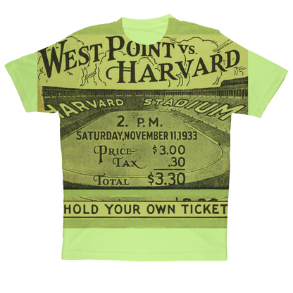 1933 West Point vs. Harvard Football Ticket Sublimation Performance Adult T-Shirt