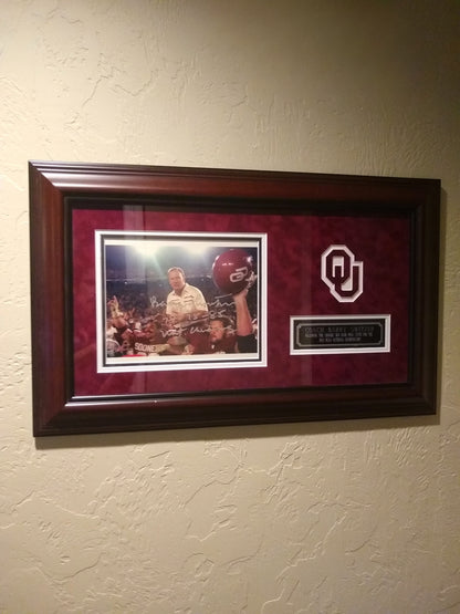 Barry Switzer Autographed OU Sooners Football Photo Wall Art