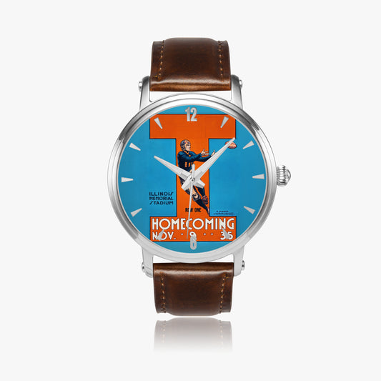 Row One Brand vintage Illinois football art watch with leather band