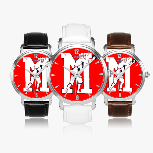 Three Ole Miss Baseball Art Watches with Leather Bands