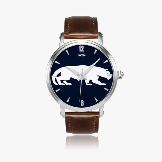 Vintage College Cat Art Watch from Row One Brand with Leather Band