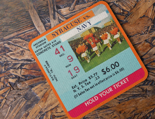 1968 Syracuse vs. Navy Football Ticket Drink Coasters