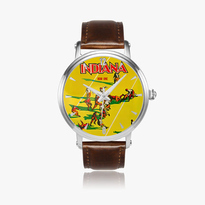 Vintage 1930 Indiana Hoosiers Football Program Cover Art Watch with brown leather band