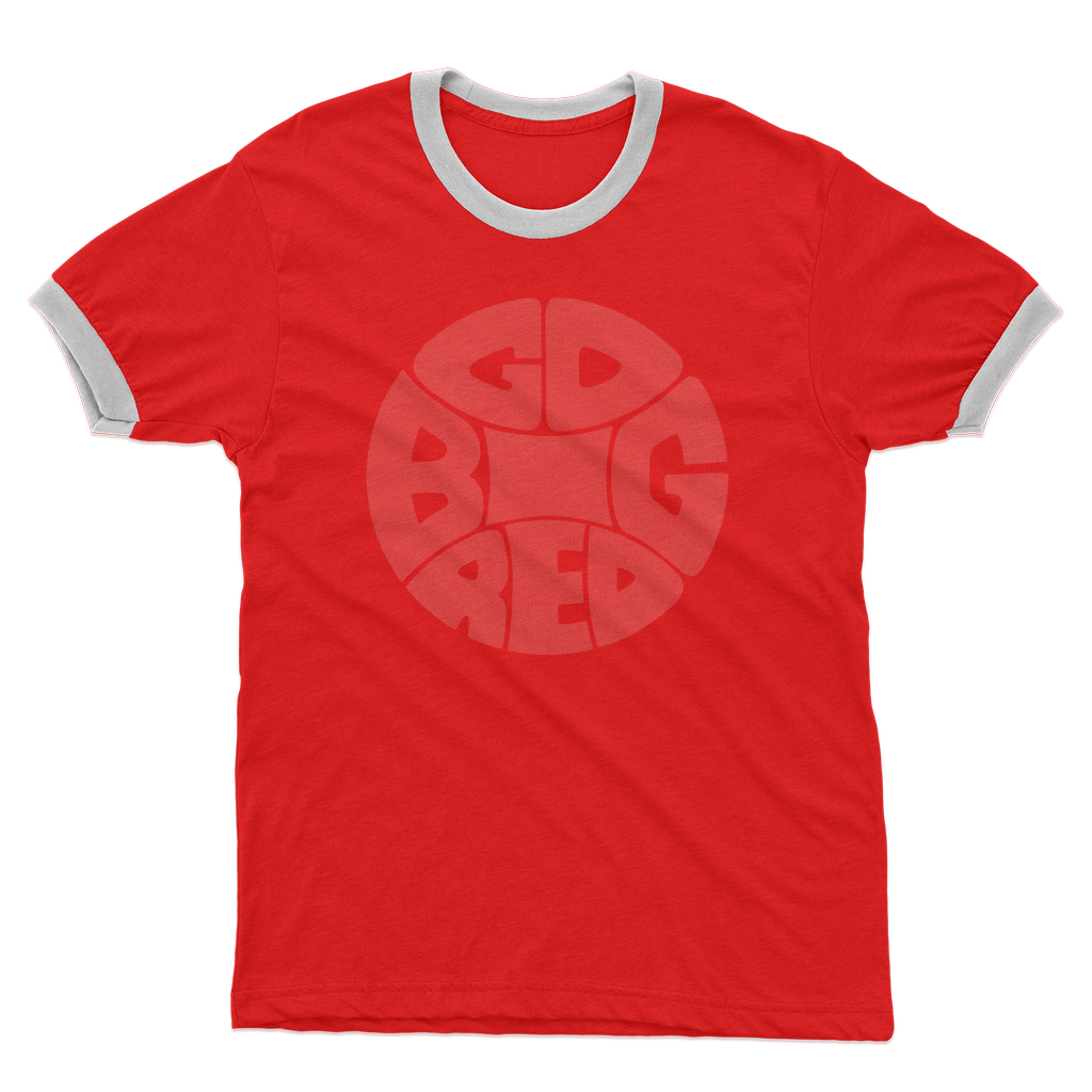 Retro Seventies Big Red Basketball Adult Ringer T-Shirt