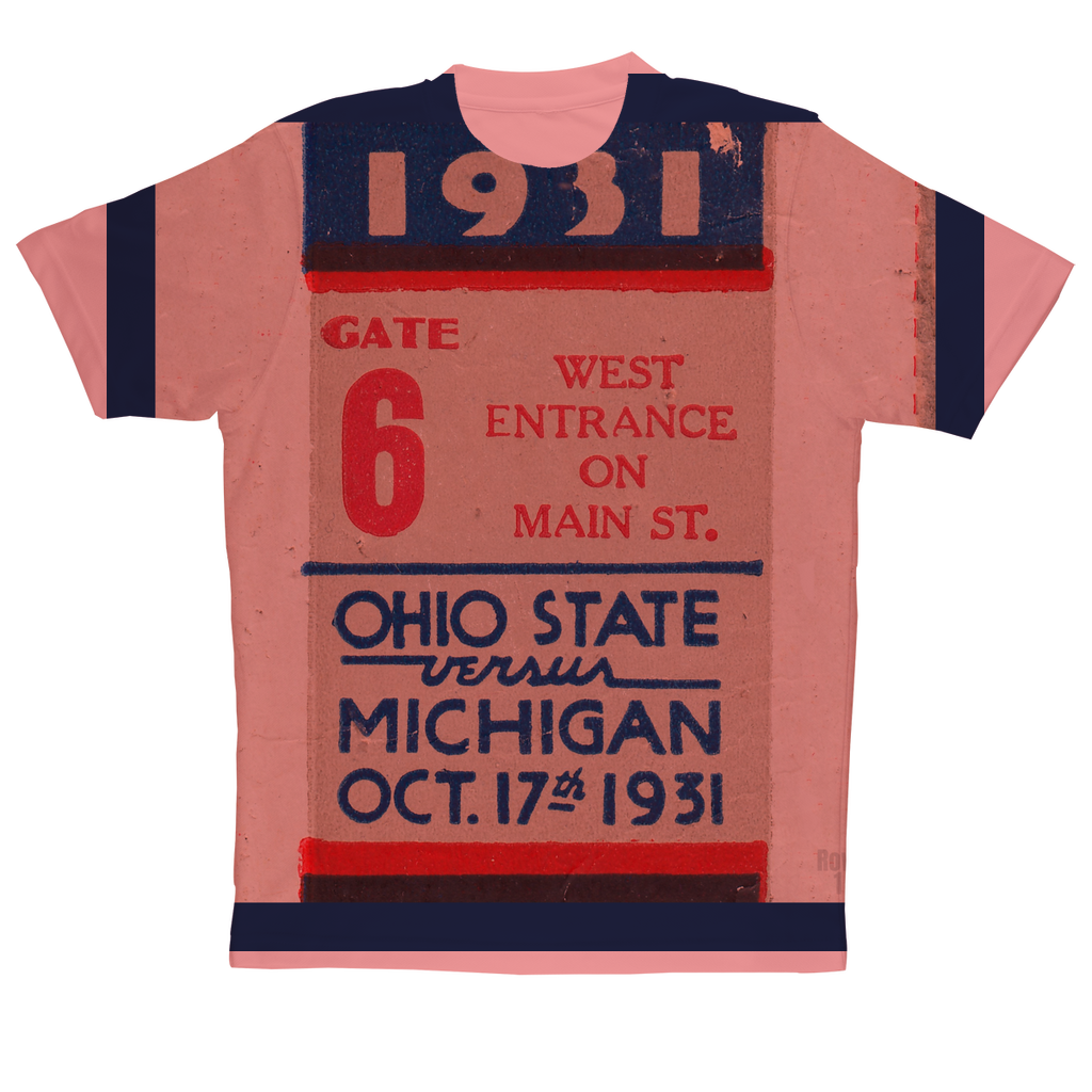 1931 Ohio State vs. Michigan Football Ticket Sublimation Performance Adult T-Shirt