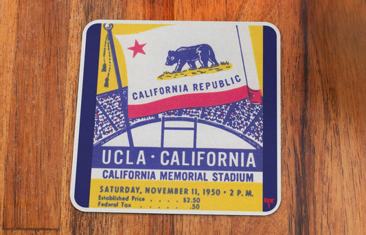 1950 Cal Bears vs. UCLA Bruins Football Ticket Coasters