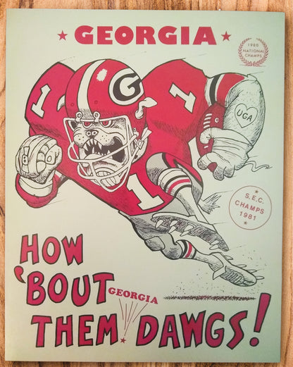 1981 Jack Davis Georgia Bulldogs Football Art Print
