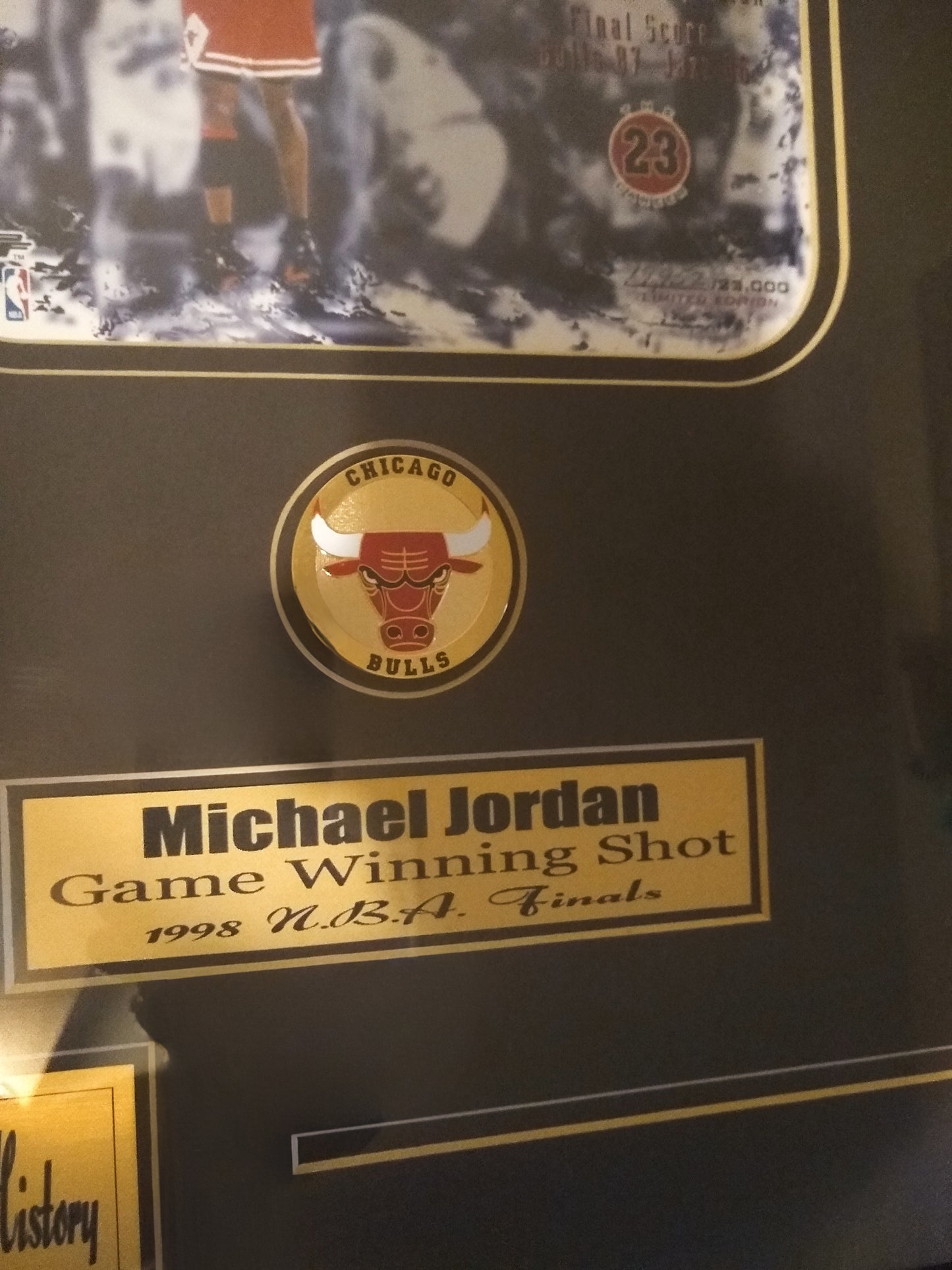 Rare Michael Jordan Framed Wall Art | 2 Jordan Game Winner Photos | 26 x 22 Inch Art