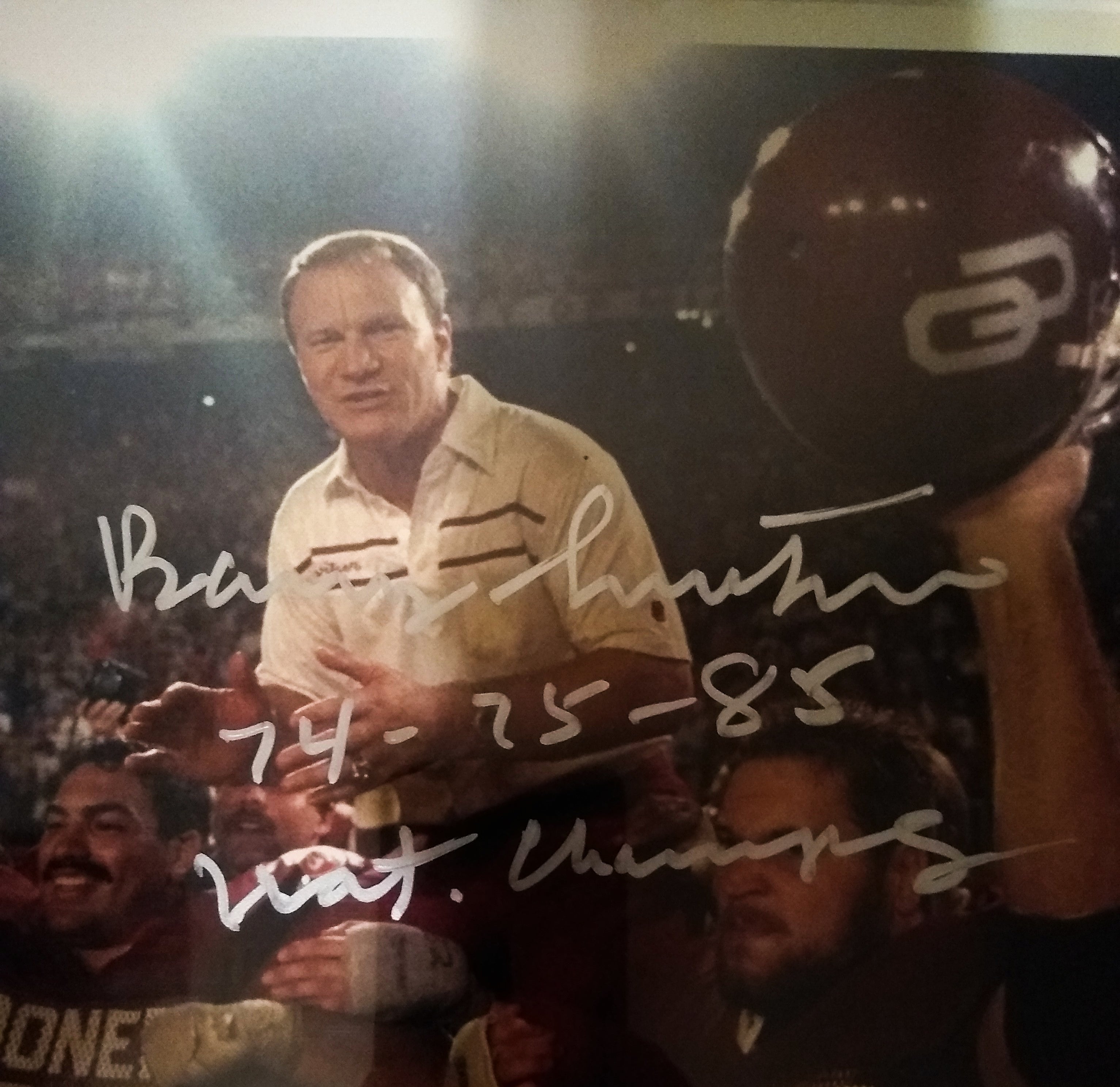 barry switzer oklahoma sooners football photo autographed by switzer