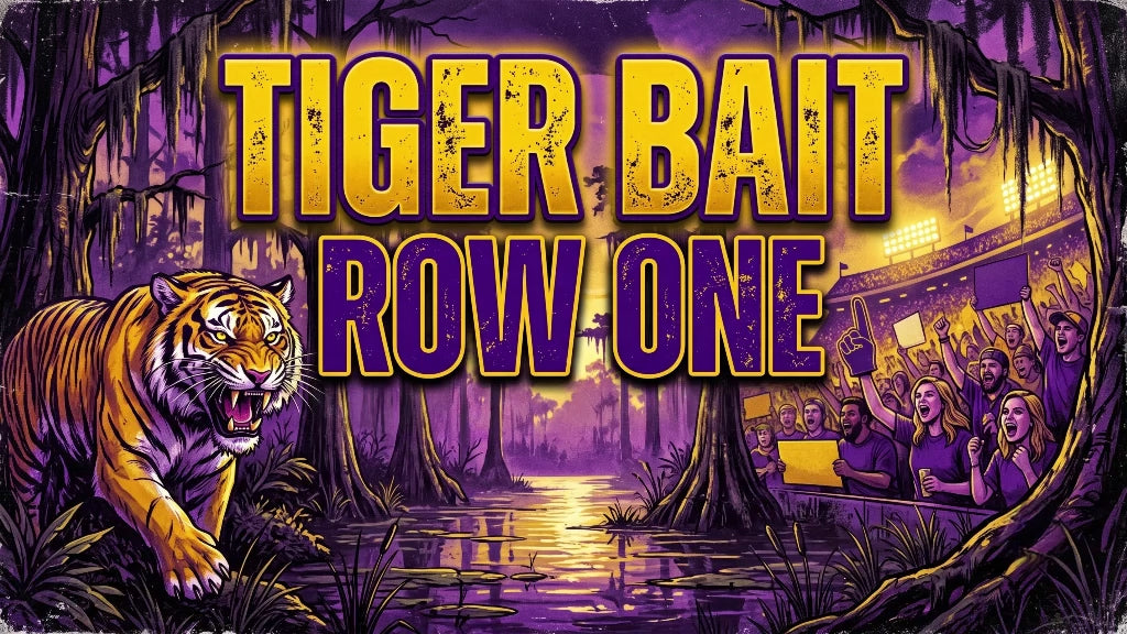 Load video: Tiger Bait Football Game Day Hype Song with Purple and Gold Swamp and Stadium Graphics | Row One Brand Sports Music