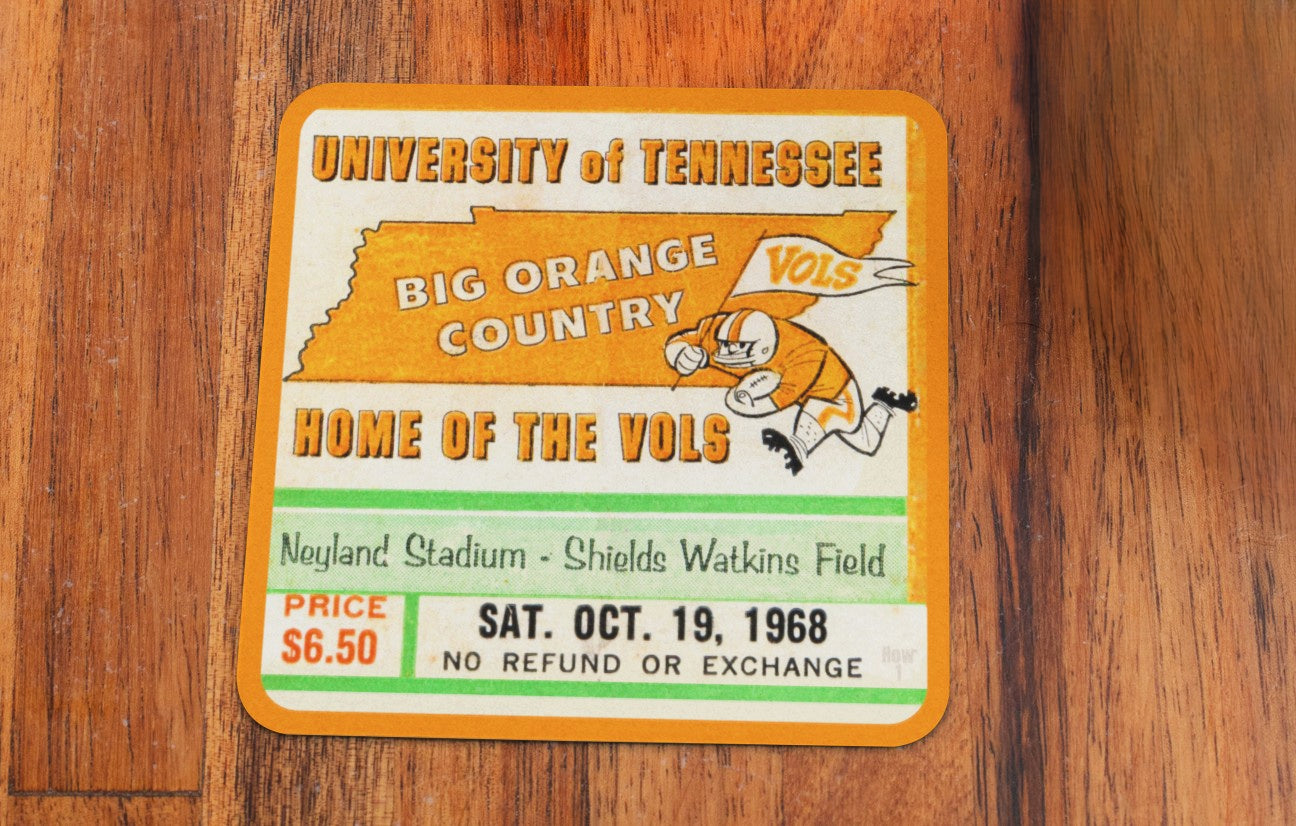 Row One Brand | 1968 Tennessee Vols Football Ticket Stub Drink Coasters 