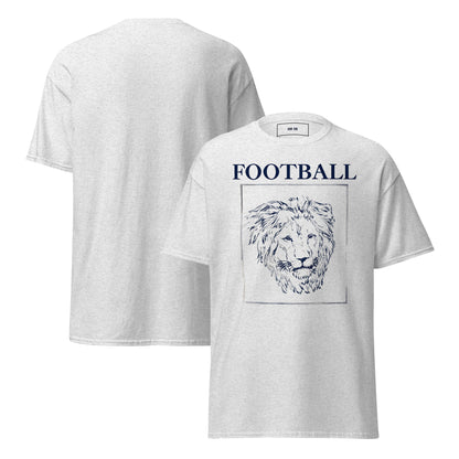 Row One Brand Gildan 5000 White t-shirt with early 1900s Football Cat design on a white background