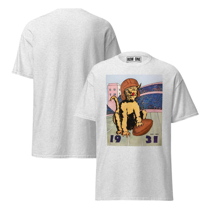 Vintage College Football Tee with 1931 Cat Art by Artist Al Moore