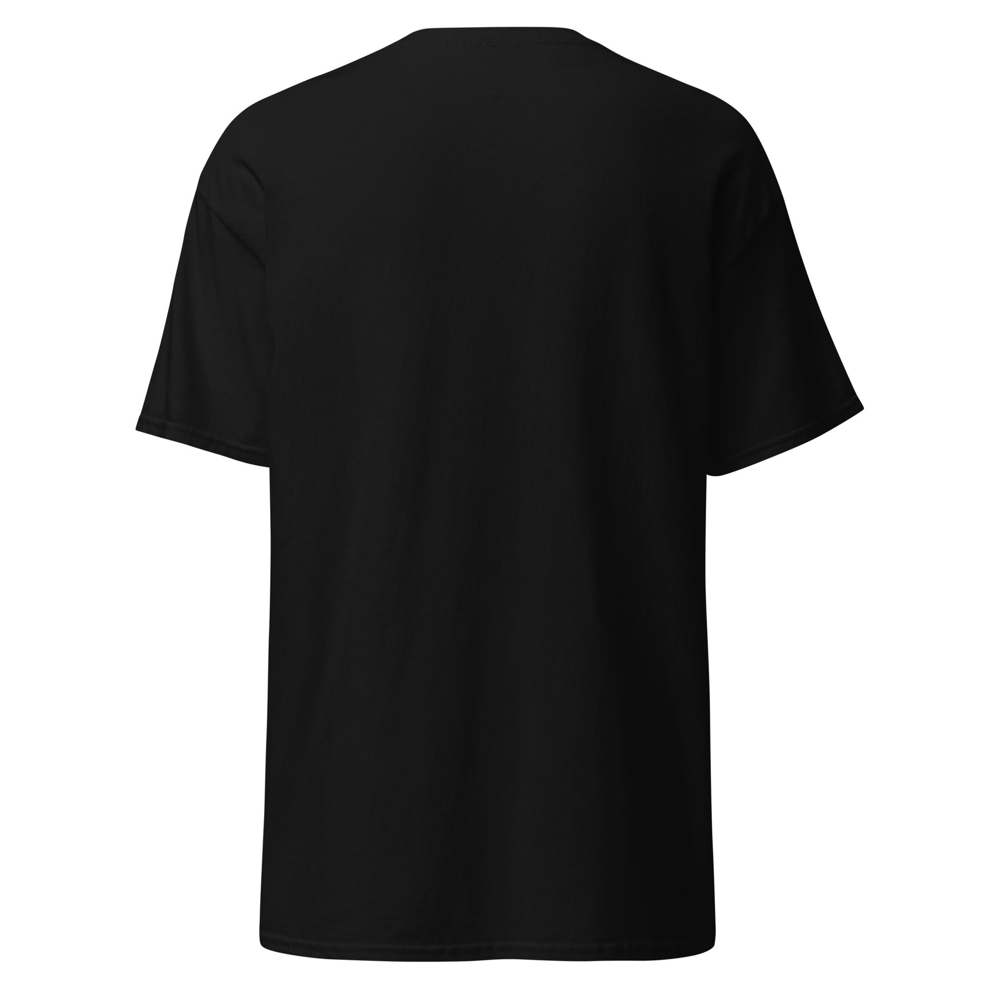 Black t-shirt on a white background
