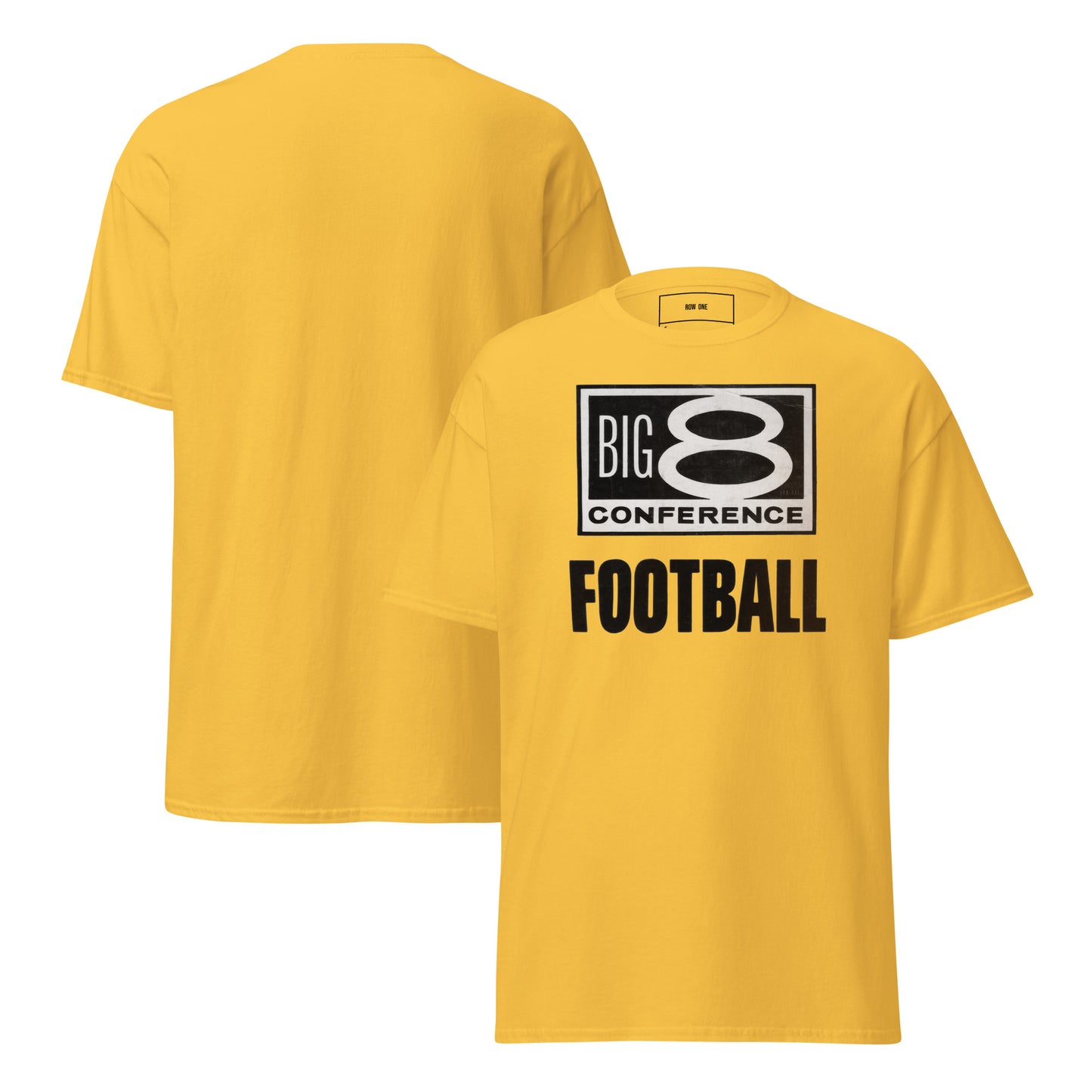 Gold Gildan Cotton Shirt Big 8 Conference Football Tee from Row One Brand