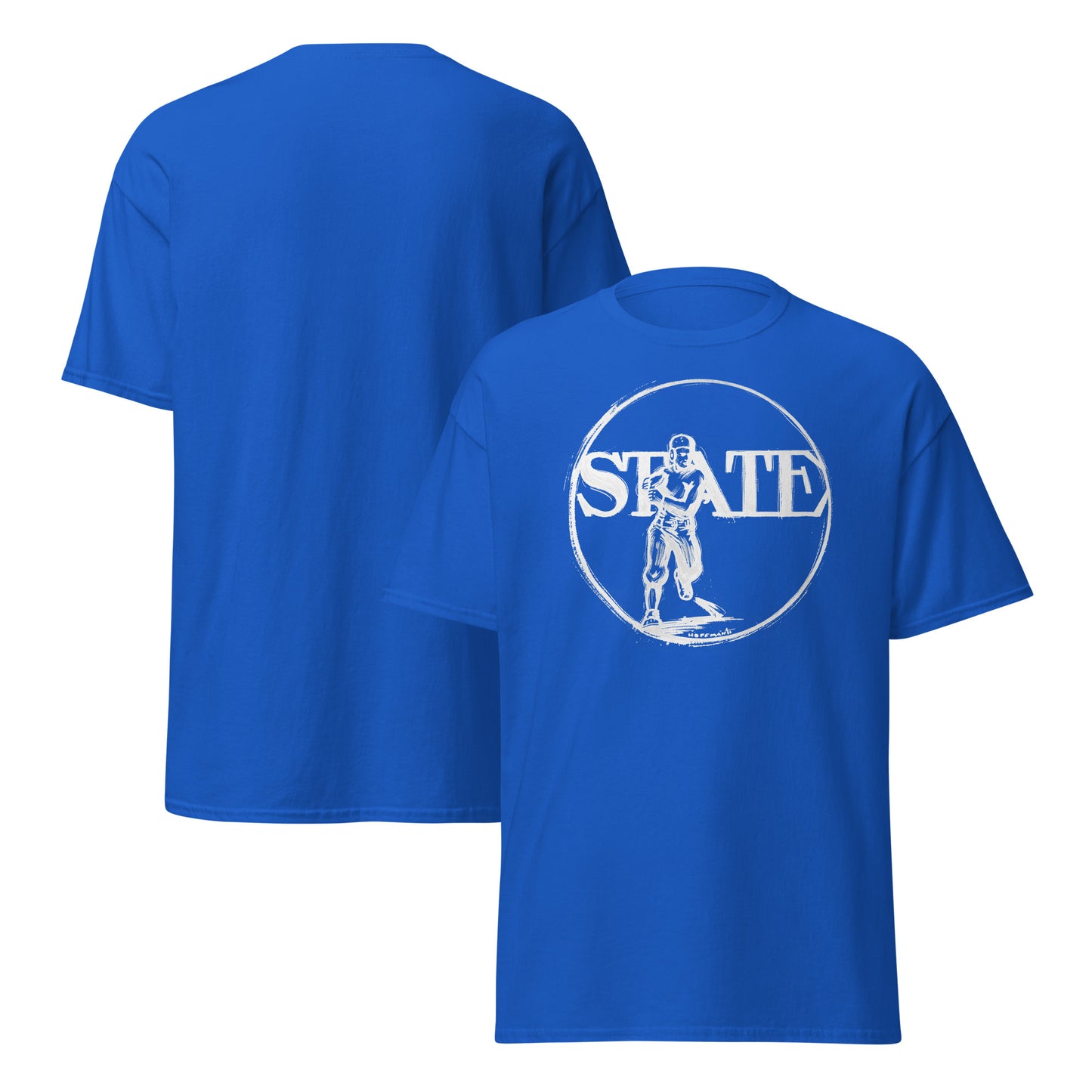 Row One Brand Vintage State Football Tee with Early 1900s Football Player Graphics