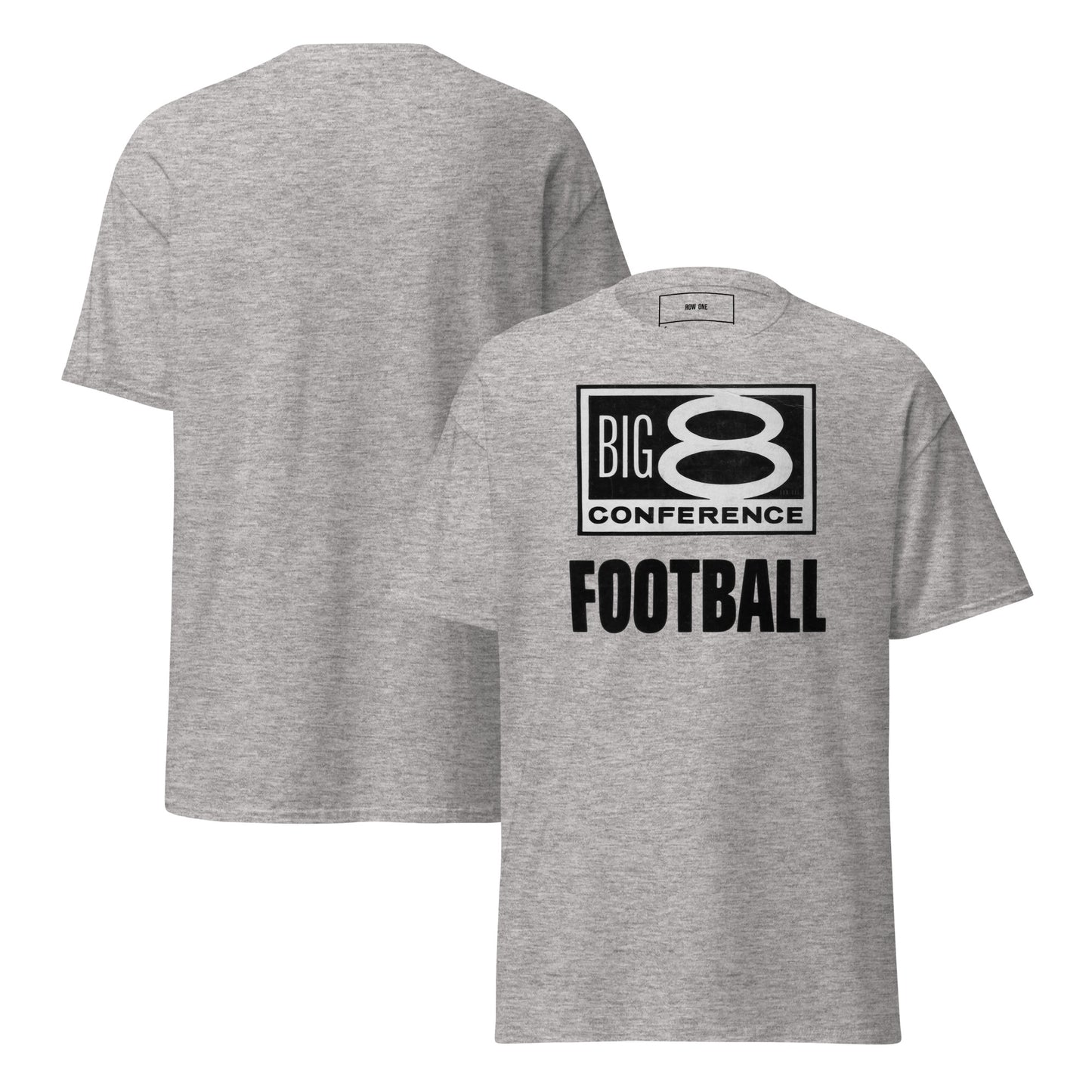 Gray Gildan Cotton Shirt Big 8 Conference Football Tee from Row One Brand