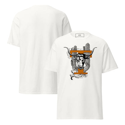 Row One Brand Vintage White Gildan Cotton College Tee with Early 1900 Texas Artwork Graphic and Row One™ trademark on inside collar