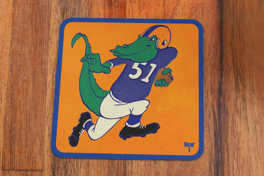 Row One Brand Vintage Sports Gifts | 1951 Florida Gators Football Cartoon Art Drink Coasters | Birch Wood Handcrafted in the U.S.A.