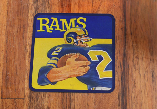 1959 Karl Hubenthal LA Rams Cartoon Art Drink Coaster Set | Unique Sports Gifts