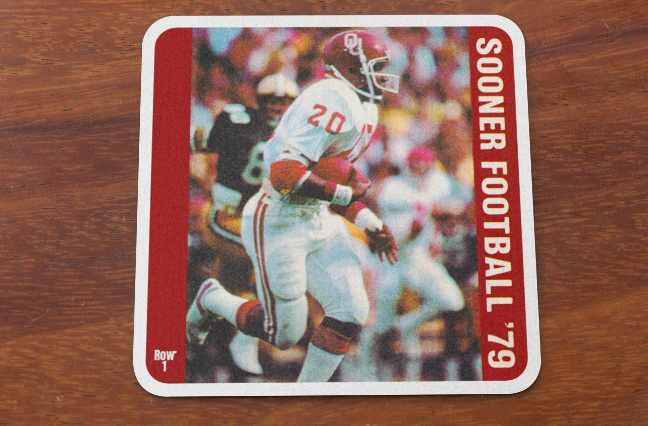 1979 Oklahoma Sooners Football Drink Coaster Set | Billy Sims Photo | OU Sooners Football Memorabilia