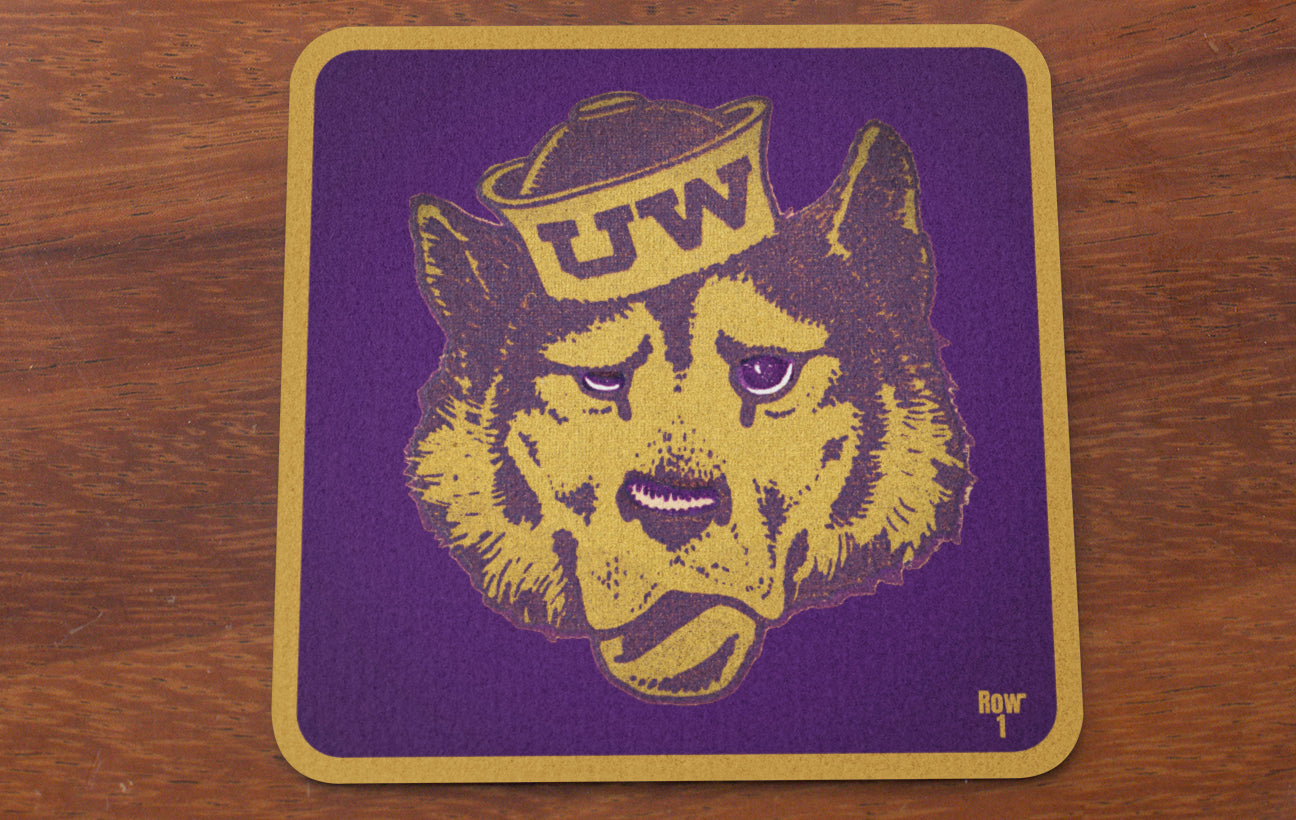 1940s Washington Husky Cartoon Sailor Mascot Art Coasters