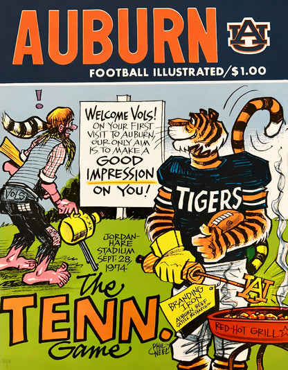 1974 Auburn Tigers Football Program Art by Phil Neel