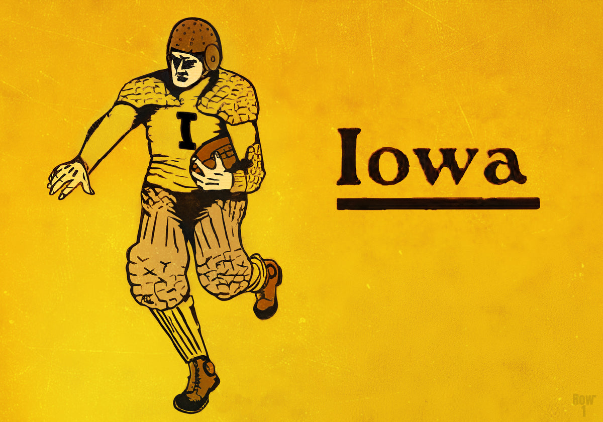 Early 1900s Vintage Iowa Hawkeyes Football Art
