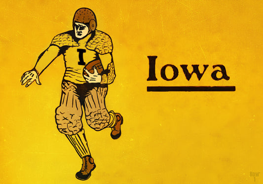 Early 1900s Vintage Iowa Hawkeyes Football Art