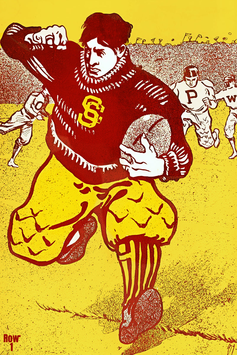 Early 1900s USC Trojans Football Player Art by Row One Brand