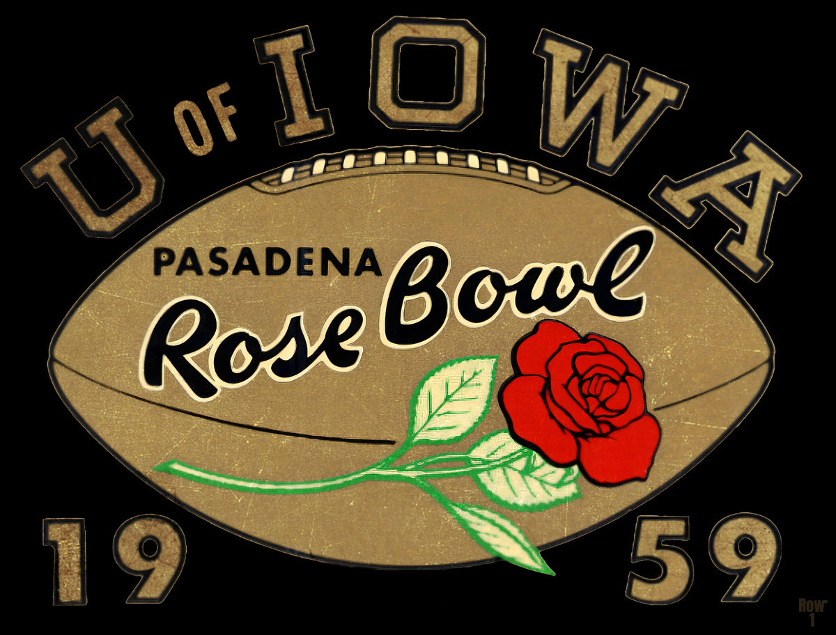 1959 U of Iowa Rose Bowl Football Art by Row One Brand