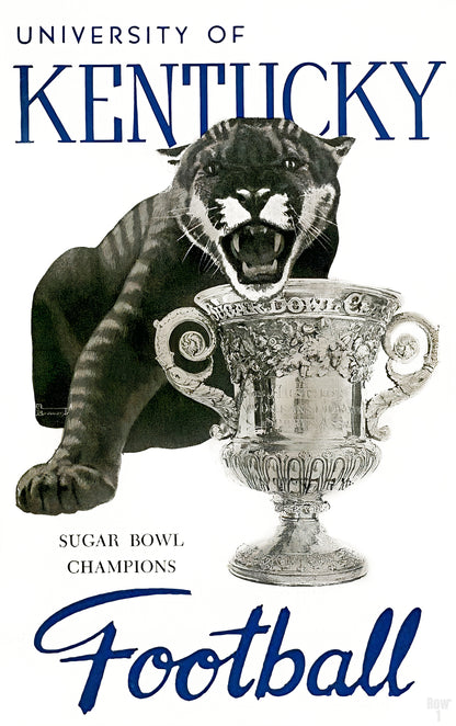 Vintage Kentucky Wildcats Sugar Bowl Champs Football Art