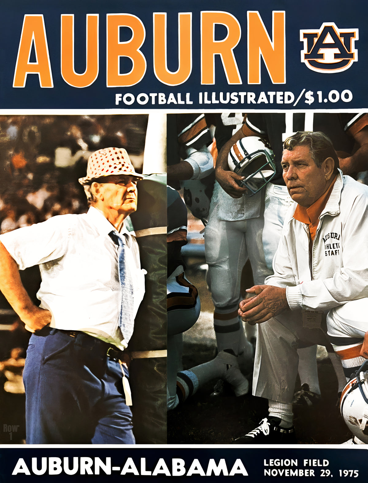 Legendary College Football Coaches Bear Bryant and Shug Jordan Grace the 1975 Cover of Auburn Football Illsutrated