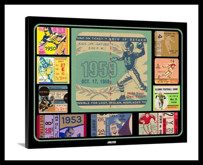 1950's Football Ticket Collage Premium Canvas