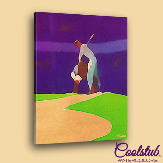 "The Mound" 1953 Baseball Watercolor by Coolstub™