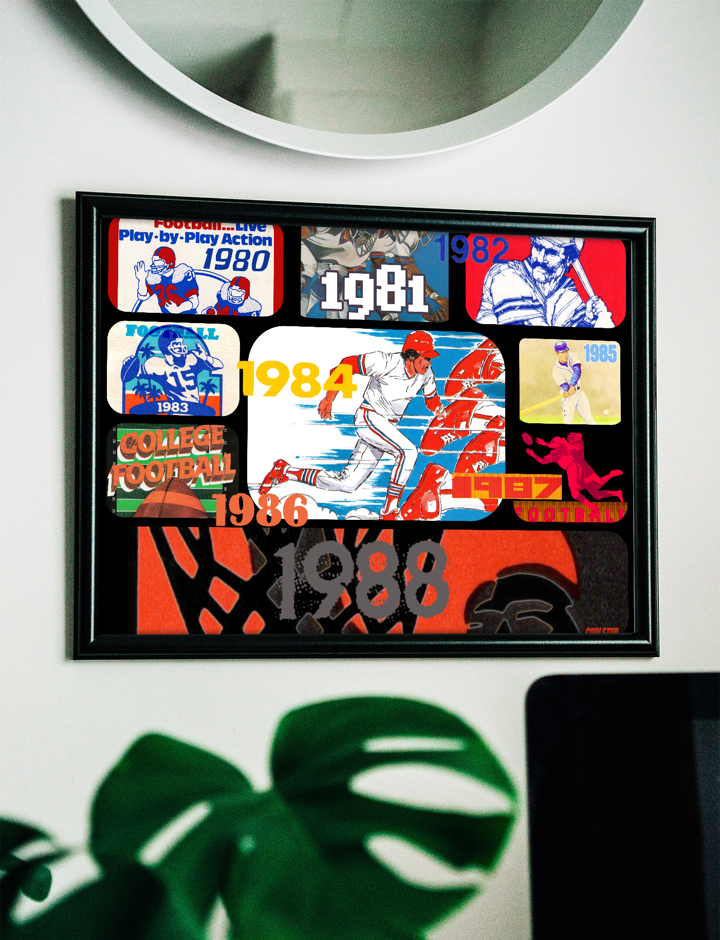 1980's Retro Sports Collage Premium Canvas