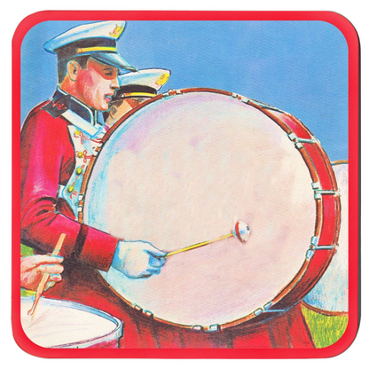black friday gift ideas 2021 red uniform marching band bass drum coasters