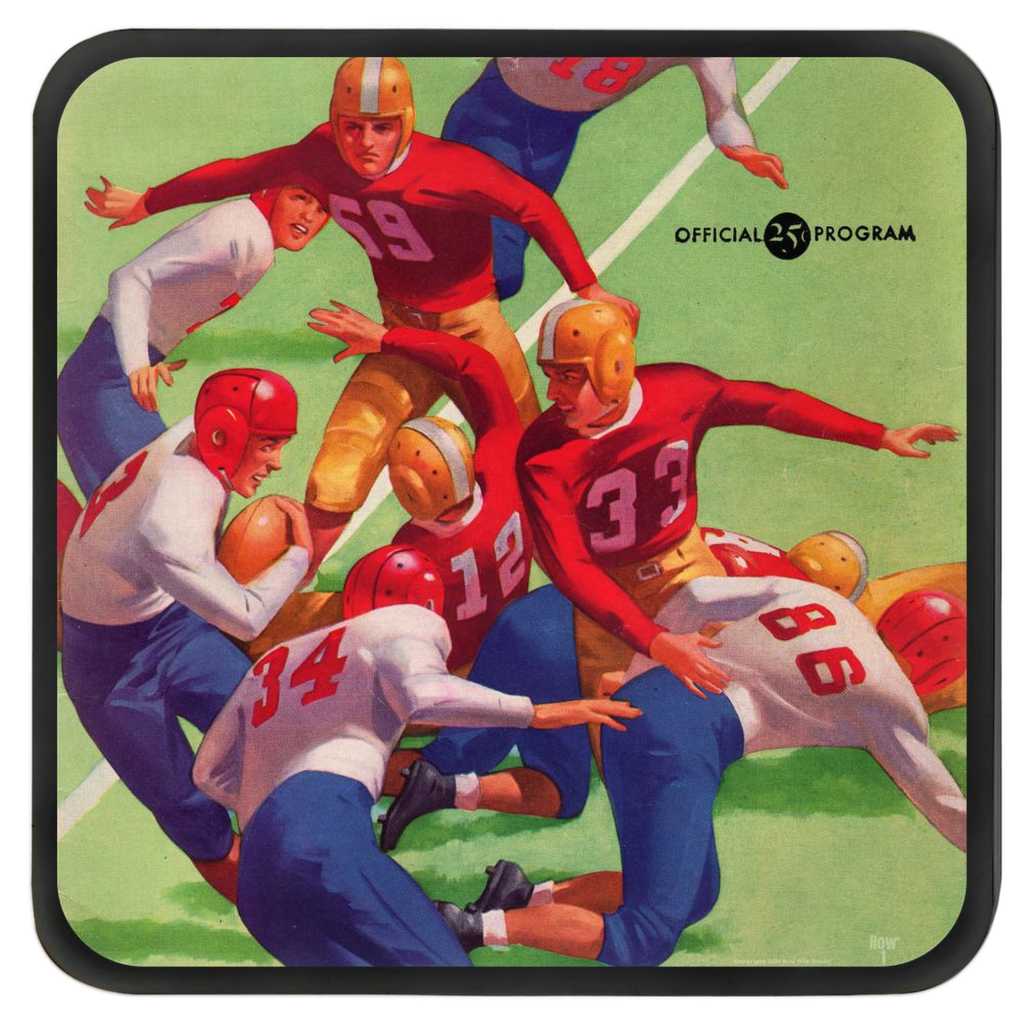 1945 vintage football program cover art drink coasters